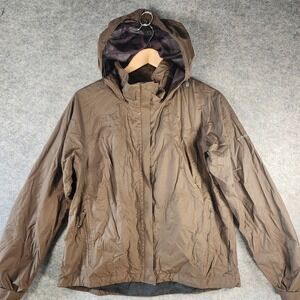 Columbia Titanium Omni Tech Women Brown Hooded Lightweight Jacket Large Gorpcore